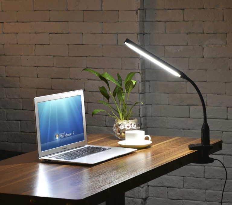 Lelife 5W Engery-Efficient Screw Clamp Lamp Light,0-100% Adjustable Brightness,Perfect Clip On Light,Reading Light